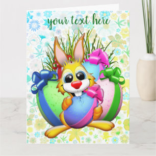 Lustiger Hase, der ein Osterei beißt Dankeskarte