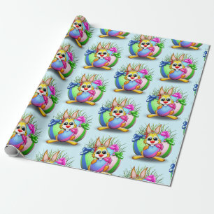 Lustiger Hase, der ein Osterei beißt Geschenkpapier