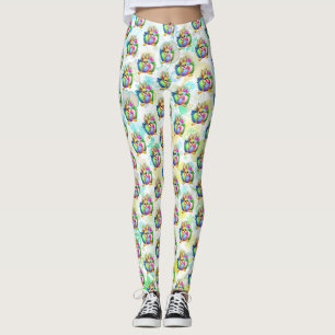 Lustiger Hase, der ein Osterei beißt Leggings