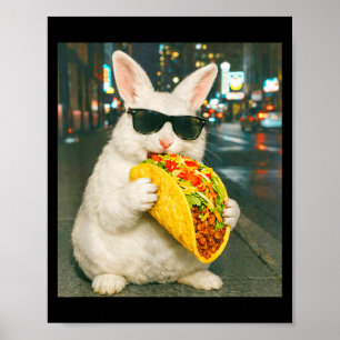 Lustiger Hase, der Taco-Meme Retro-Hase isst Poster