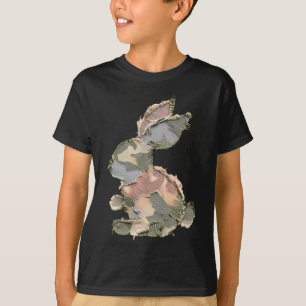 Lustiger Hase Häkeln Patchwork-Tarnung Kaninchen F T-Shirt