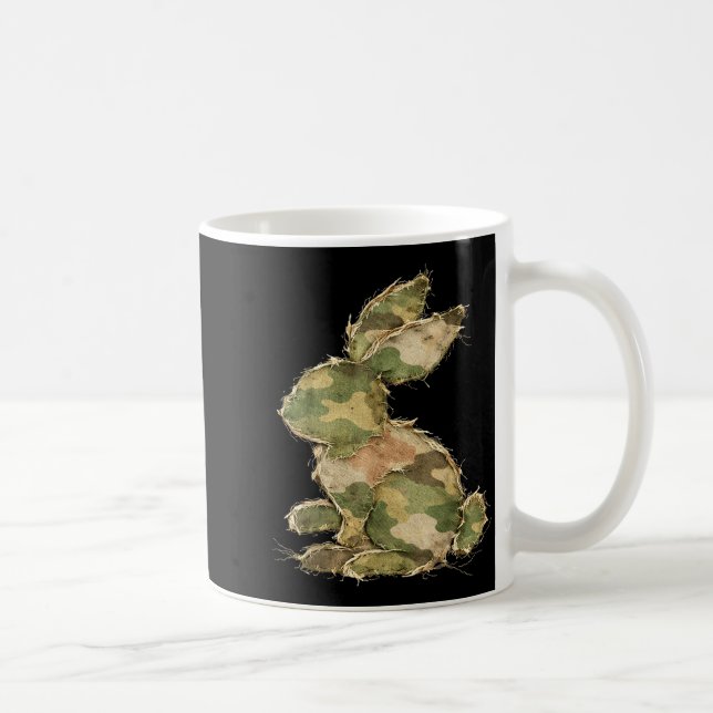 Lustiger Hase Häkeln Patchwork-Tarnung Kaninchen g Kaffeetasse (Rechts)