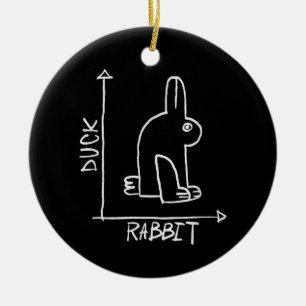 Lustiger Hase oder Ente, Wildtier-Diptychon Keramik Ornament