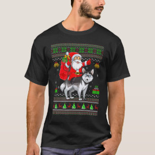 Lustiger hässlicher Weihnachtsmann reitet auf eine T-Shirt
