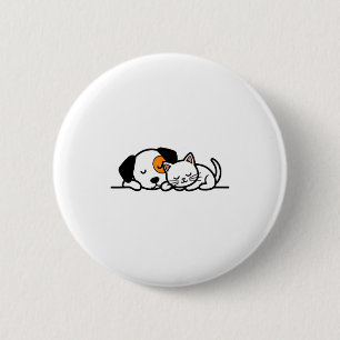 Lustiger Haustierliebhaber - Süße Katze und Hund s Button