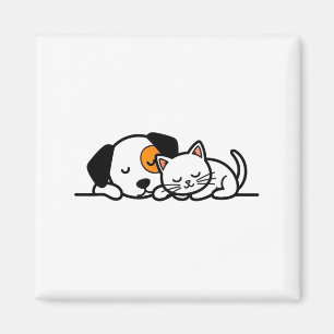 Lustiger Haustierliebhaber - Süße Katze und Hund s Magnet