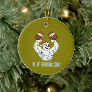 Lustiger Heben Schneemann Fitnessstudio Weihnachts Keramik Ornament