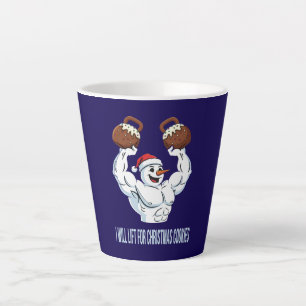 Lustiger Heben Schneemann Fitnessstudio Weihnachts Milchtasse