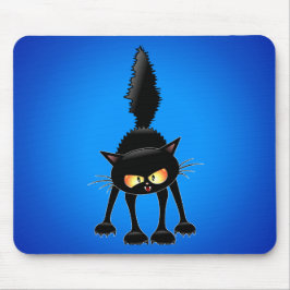Lustiger heftiger schwarze Katzen-Cartoon Mousepad