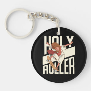 Lustiger Heiliger Roller Skateboarding Jesus Schlüsselanhänger