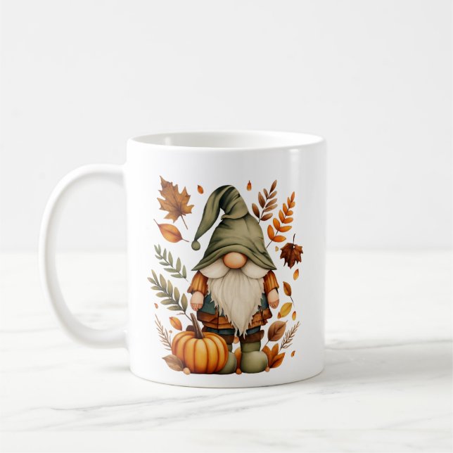 Lustiger Herbst-Saison-Zwergen-Monogramm  Kaffeetasse (Links)