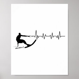 Lustiger Herzschlag Wasserskigeschenk Cooler Wasse Poster