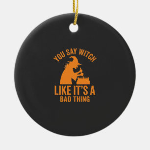 Lustiger Hexenkessel Halloween Keramik Ornament