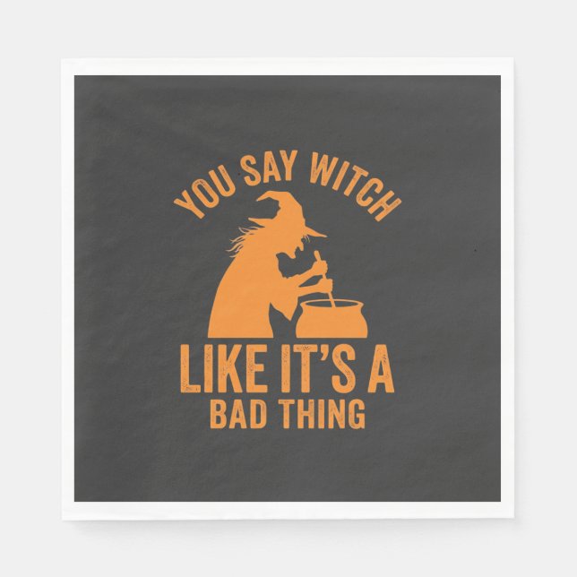Lustiger Hexenkessel Halloween Serviette (Vorderseite)