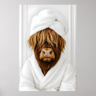 Lustiger Highland-Kuh-Badezimmerdruck, Highland-Ku Poster
