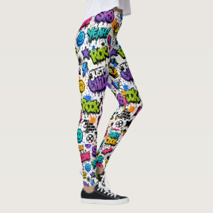Lustiger Hip-Hop-Stil Bunter Graffiti-Druck Leggings