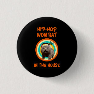 Lustiger Hip-Hop-Wombat im Haus Button
