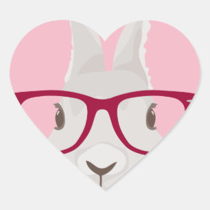 Lustiger Hipster-Osterhase mit roten Kantegläsern Herz-Aufkleber