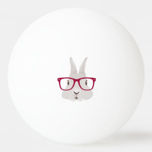 Lustiger Hipster-Osterhase mit roten Kantegläsern Tischtennisball