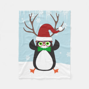 Lustiger Hipster-WeihnachtsPenguin mit den Fleecedecke