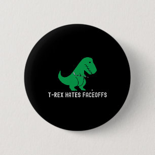 Lustiger Hockey-Dinosaurier T-Rex hasst Faceoffs L Button