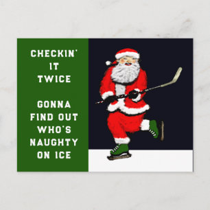 Lustiger Hockey-Weihnachten Feiertagspostkarte