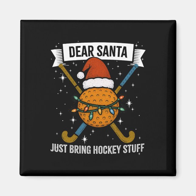 Lustiger Hockeyspieler, Mutter, Frau Weihnachtsmüt Magnet (Vorne)