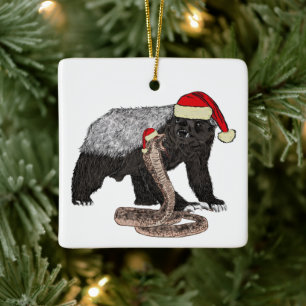 Lustiger Honigdachs gegen Schlange Funny Badass Keramikornament