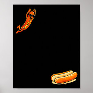 Lustiger Hotdog-Hochsprung beim Tauchen Poster