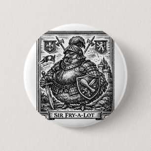 Lustiger Huhn Mittelalterlicher Ritter Sir-fry-a-l Button