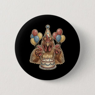 Lustiger Hühner-Geburtstagsfeier-Hut-Torte Bauernh Button