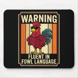 Lustiger Hühner Hahn Humor Warnung Fließend In Gef Mousepad