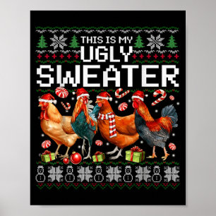 Lustiger Hühner-Häßlicher-Weihnachts-Pullover-Feie Poster