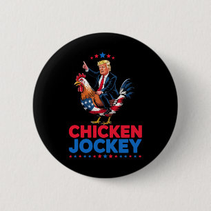 Lustiger Hühner-Jockey-Trump-Meme  Button