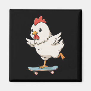 Lustiger Hühner Skater Skateboard Llerina Zoo Jung Magnet