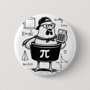 Lustiger Hühner-Topf-Rechner Mathematiklehrer  Button