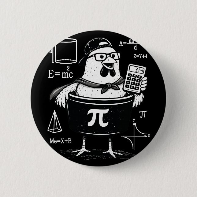 Lustiger Hühner-Topf-Rechner Mathematiklehrer  Button (Vorderseite)
