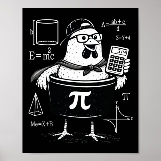Lustiger Hühner-Topf-Rechner Mathematiklehrer  Poster (Vorne)