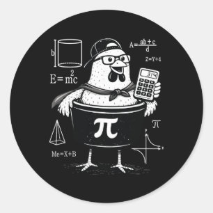 Lustiger Hühner-Topf-Rechner Mathematiklehrer Runder Aufkleber