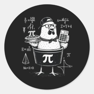 Lustiger Hühner-Topf-Rechner Mathematiklehrer Runder Aufkleber
