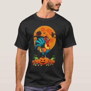 Lustiger Hühnerhexenhut Kürbis Frohes Halloween Co T-Shirt