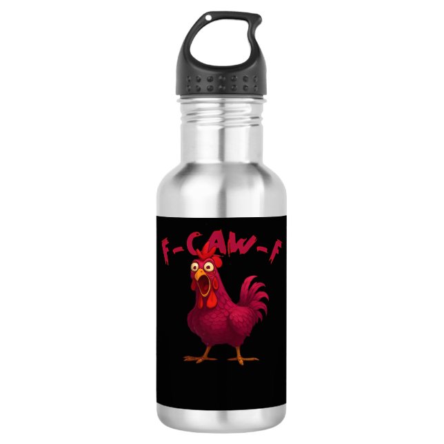 Lustiger Hühnerhumor Kreativer lässiger Stil F Caw Edelstahlflasche (Vorderseite)