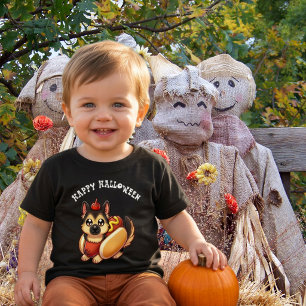 Lustiger Hund als Hot Dog Spaß Junge Halloween Baby T-shirt