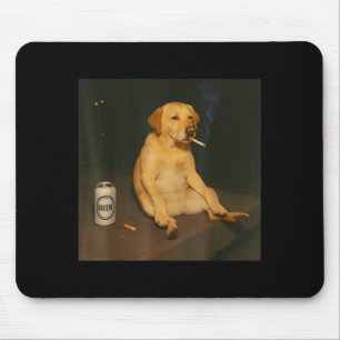 Lustiger Hund Bier rauchendes Meme sarkastischer H Mousepad