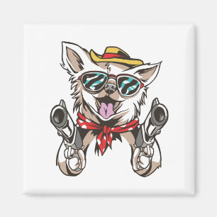 Lustiger Hund Cowboy Magnet