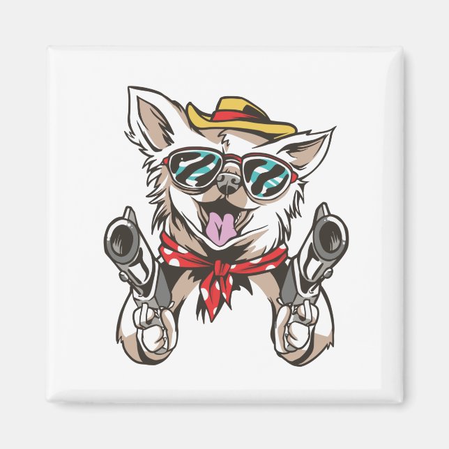Lustiger Hund Cowboy Magnet (Vorne)