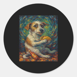 Lustiger Hund, der Taco-Grafik-Kunst-Design isst Runder Aufkleber