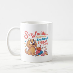 Lustiger Hund Emotional Support Cartoon Kunst Kaffeetasse