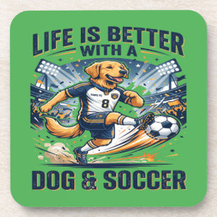 Lustiger Hund Fußball - Das Leben ist besser mit e Getränkeuntersetzer