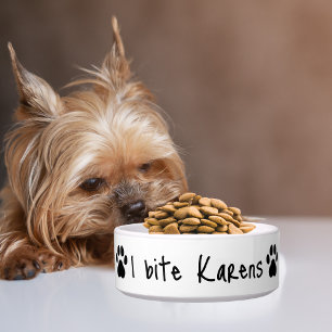 Lustiger Hund „Ich beiße Karens“ & Pfotenabdruck B Napf